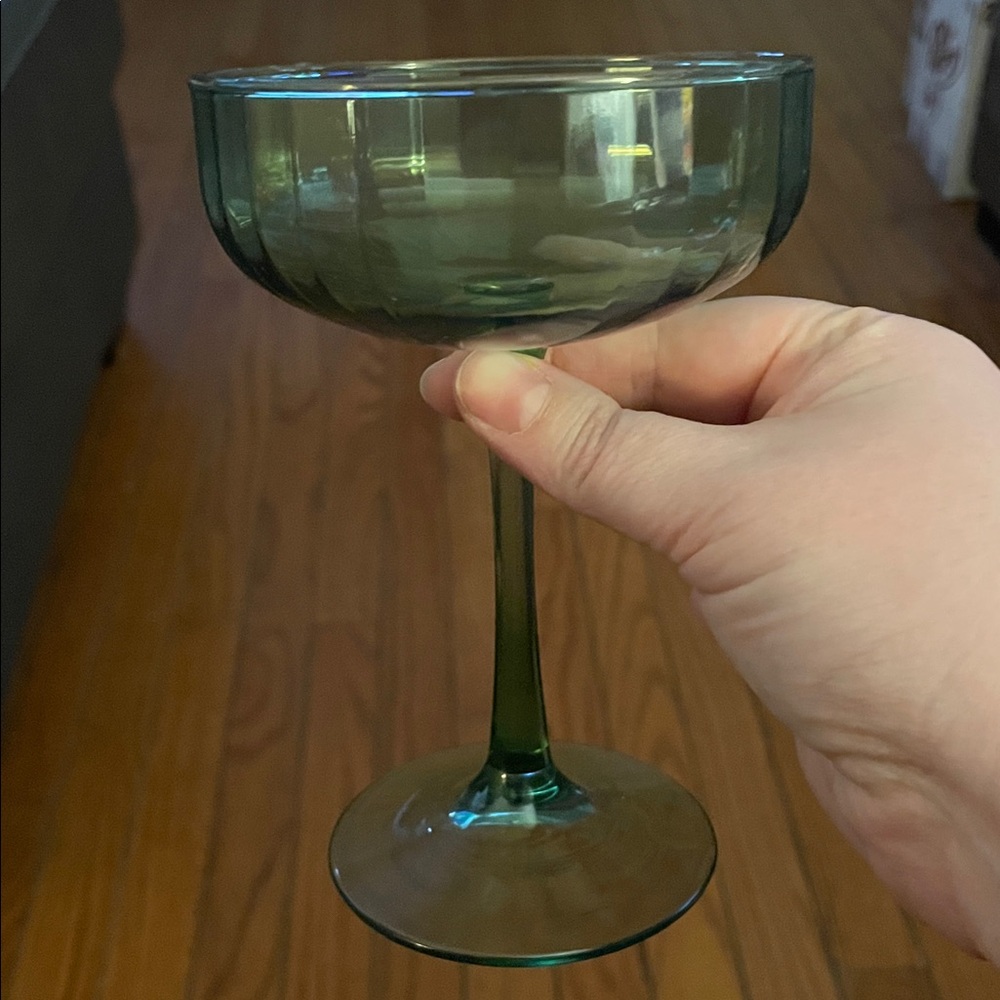 Round House Green Coupe Glass Set of 2